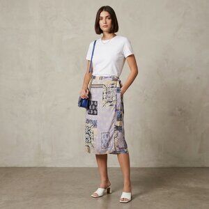 Vintage Jaeger 90s Y2K 100% Silk Wrap Skirt Size US12 or M